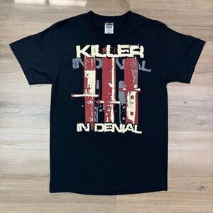 Killer In Denial Size M Black Graphic T Band Shirt Horror Gothic True Crime Y2K